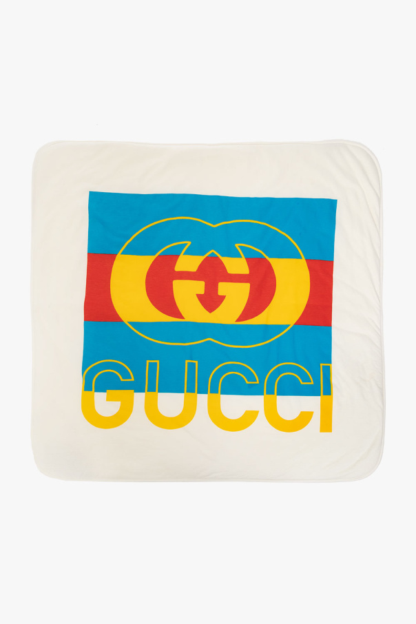 gucci ORANGE Kids Cotton blanket
