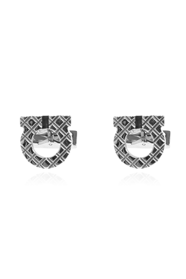 Brass cufflinks in the shape of a logo od FERRAGAMO