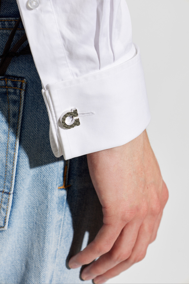 FERRAGAMO Brass cufflinks in the shape of a logo