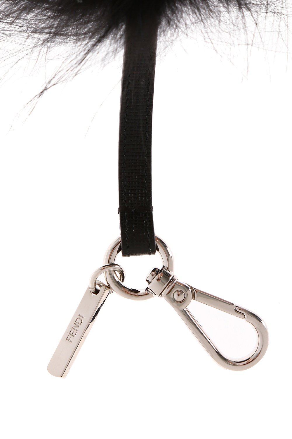 Fendi Black Leather And Fur Monster Keyring for Men