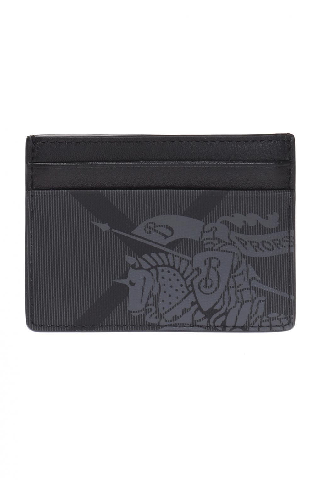 Burberry: Gray & Black Check Card Holder