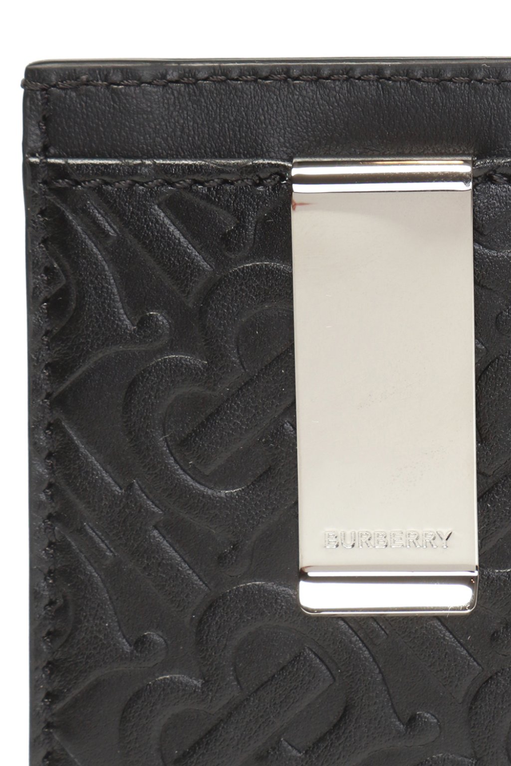 Burberry House Check And Leather Money Clip Card Case in Black for Men
