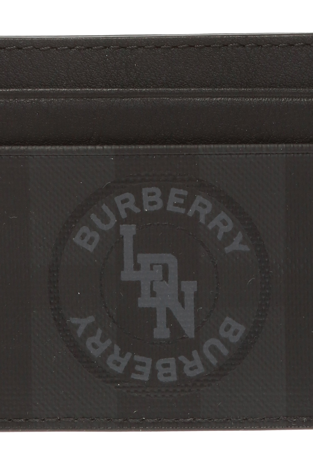 Burberry Black Logo Print Leather Lanyard Card Holder for Men