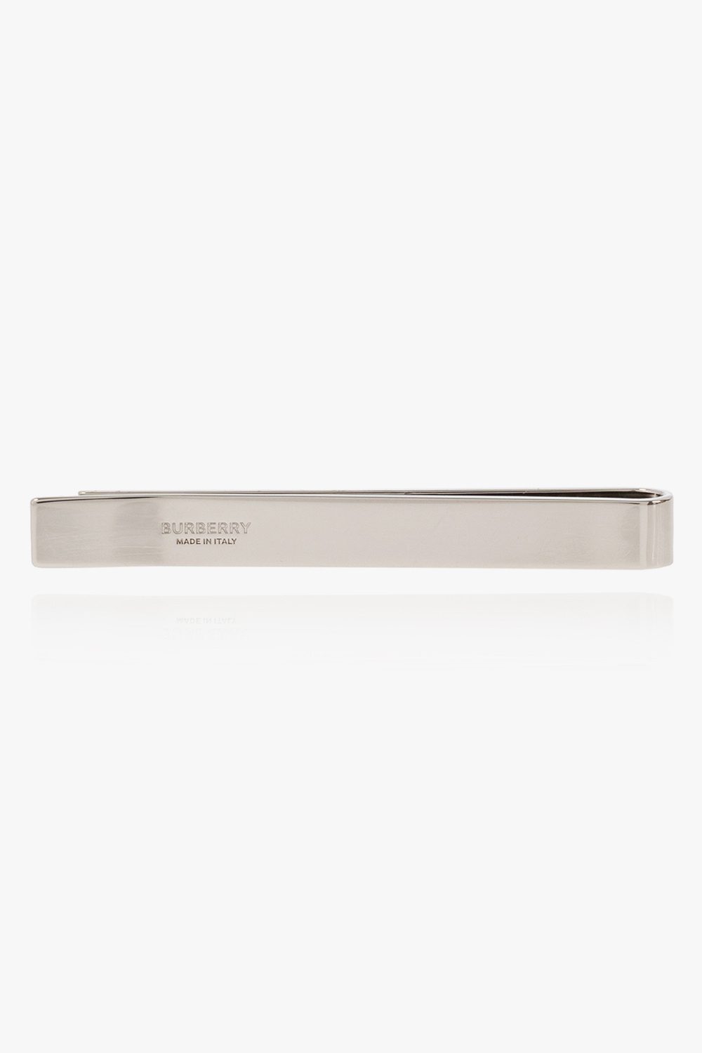 Burberry Check Engraved Tie Bar, Silver