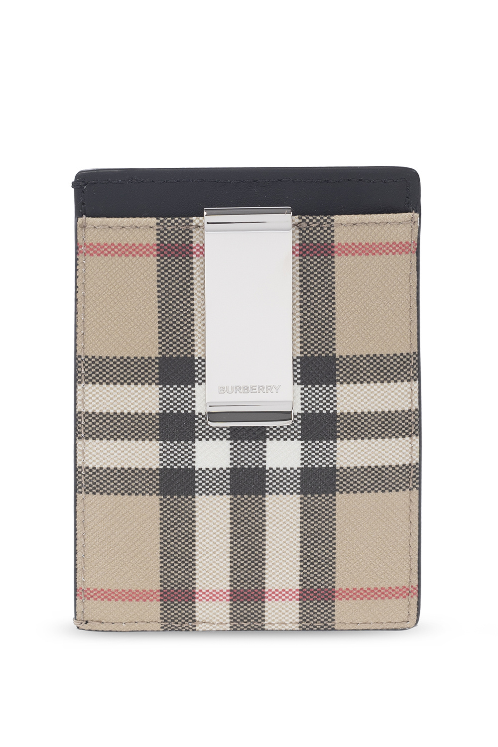 BURBERRY Leather-Trimmed Checked E-Canvas Cardholder with Lanyard for Men
