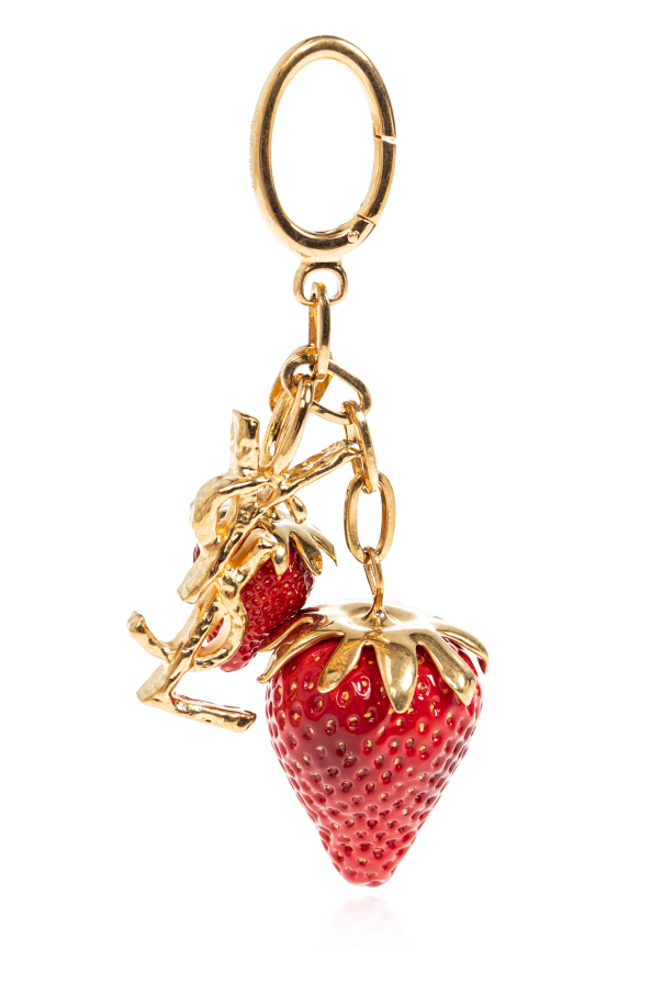 Strawberry-themed bag charm od Saint Laurent
