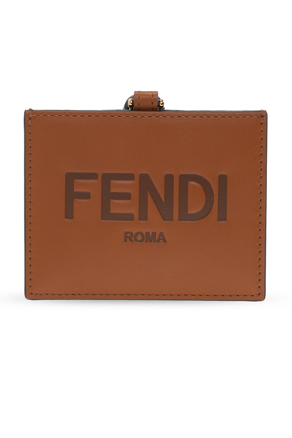 Fendi Red/Brown Embossed Leather F Wallet On Chain Fendi
