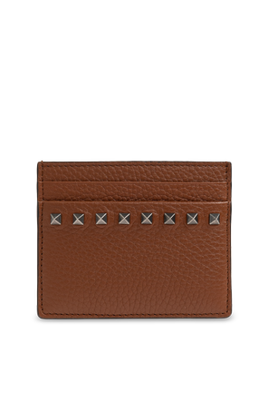 Leather cardholder with studs