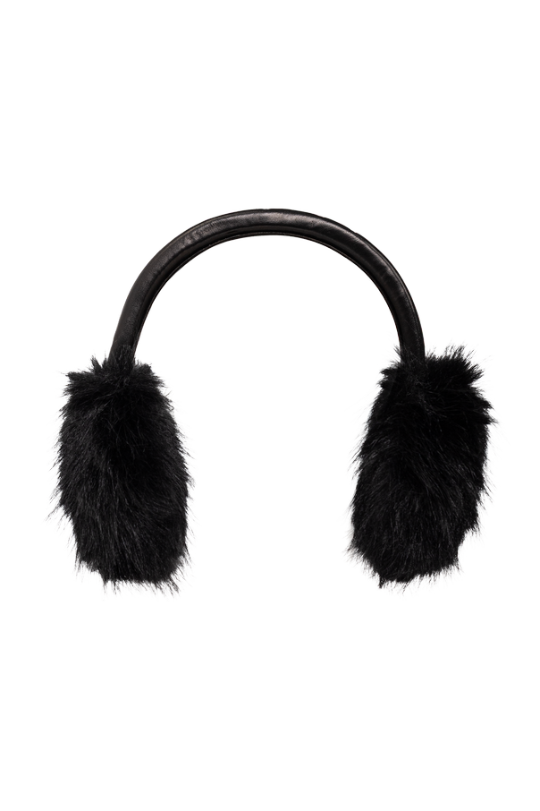 Fur earmuffs with logo od Balenciaga