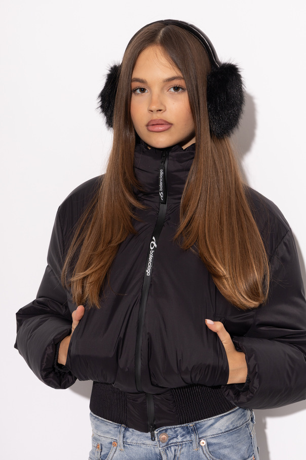 Balenciaga Fur earmuffs with logo