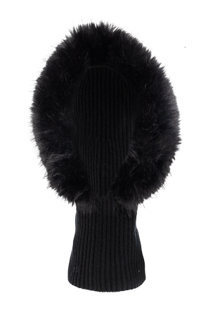 Wool hood with faux fur