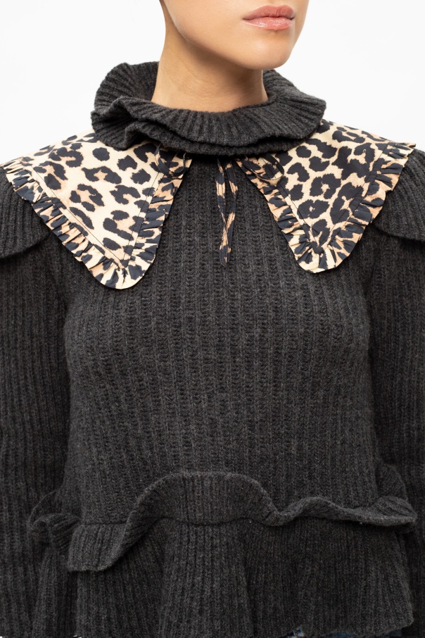 Ganni Leopard print collar