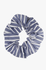 Ganni BLUE Striped scrunchie
