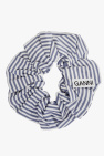 Ganni BLUE Striped scrunchie