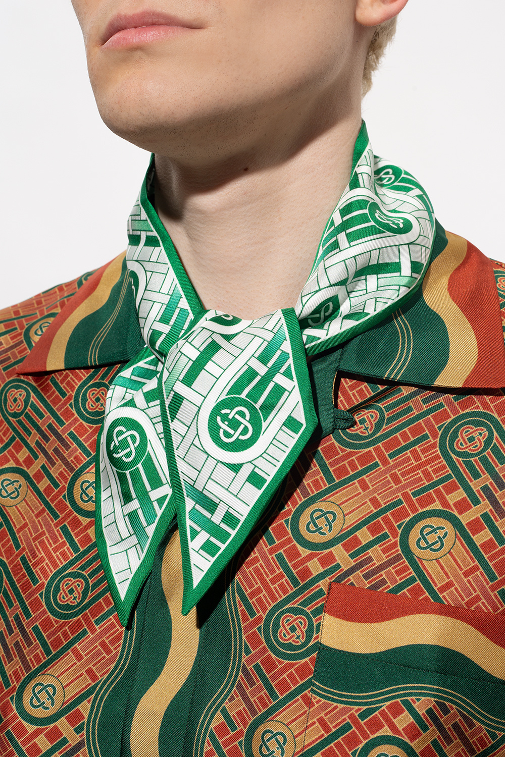 Casablanca Monogrammed silk neckerchief