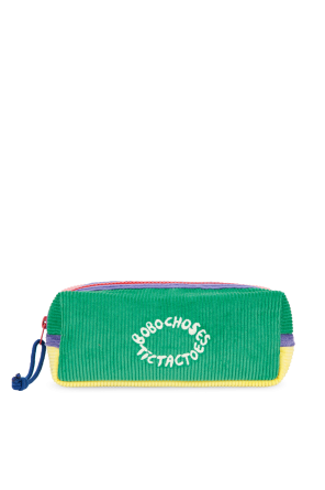 Corduroy pencil case with embroidered logo