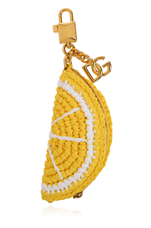 Keychain with a lemon-shaped pouch