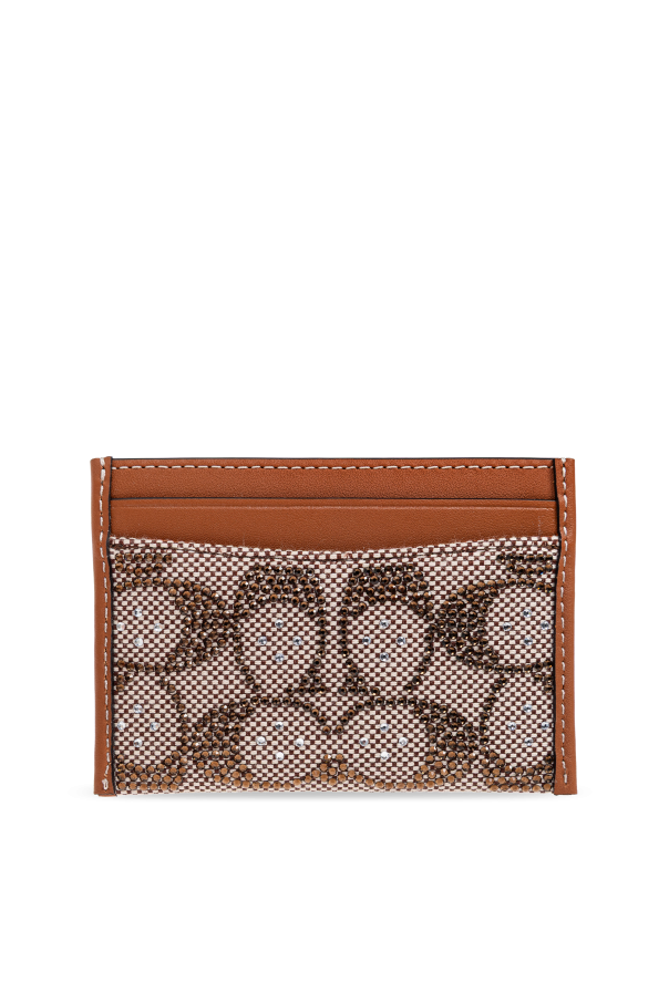 Coach Estuche para tarjetas con brillantes cristales