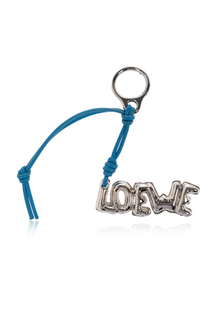 Leather keychain with logo pendant