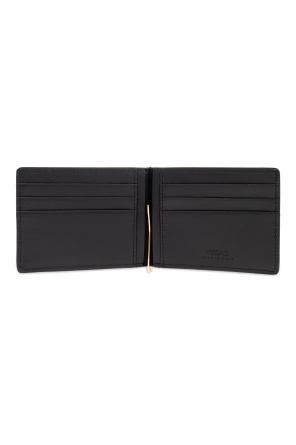 Leather wallet with a money clip od Versace