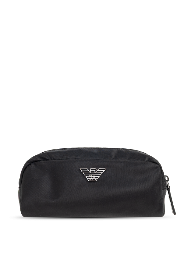 Cosmetic bag with logo-shaped appliqué od Emporio Armani