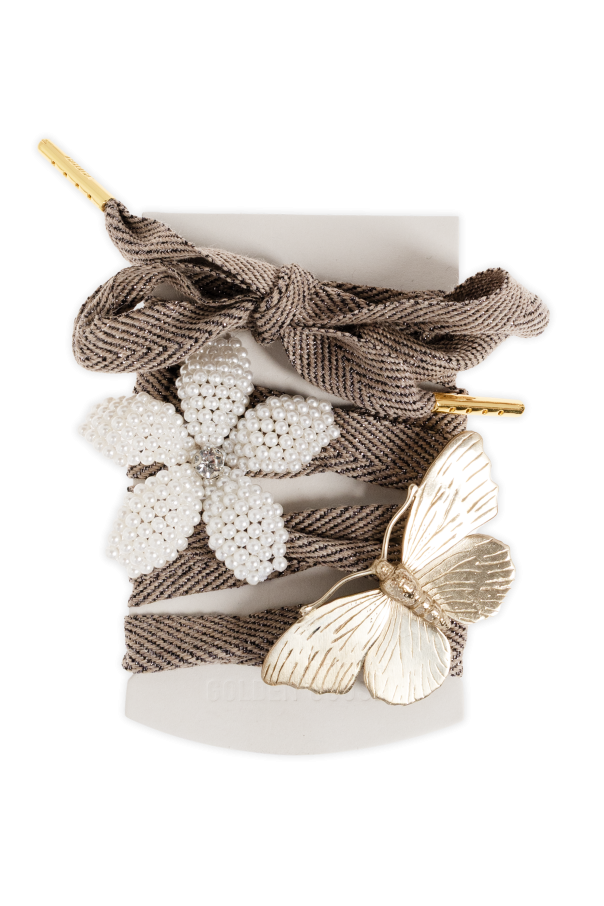 Woolen shoelaces with applications od Golden Goose