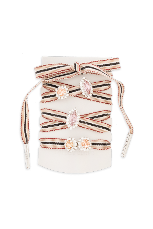 Shoelaces with crystal appliqués od Golden Goose