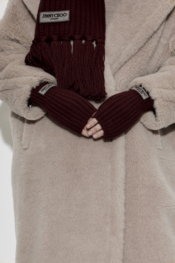 Jimmy Choo Guantes de lana con logotipo