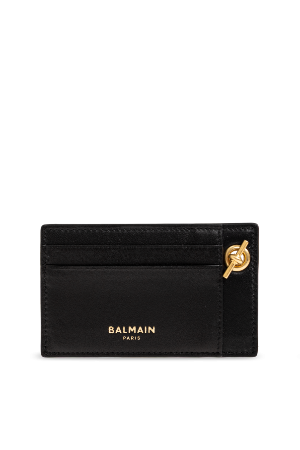 Balmain Funda de cuero para tarjetas con cadena