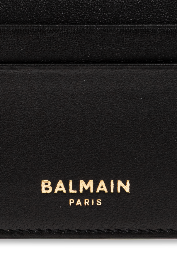 Balmain Funda de cuero para tarjetas con cadena