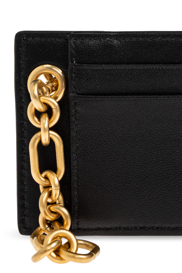 Balmain Funda de cuero para tarjetas con cadena