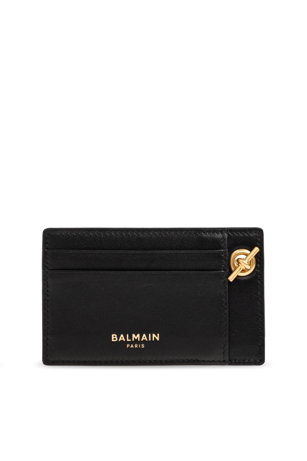 Balmain Estuche de cuero para tarjetas con cadena