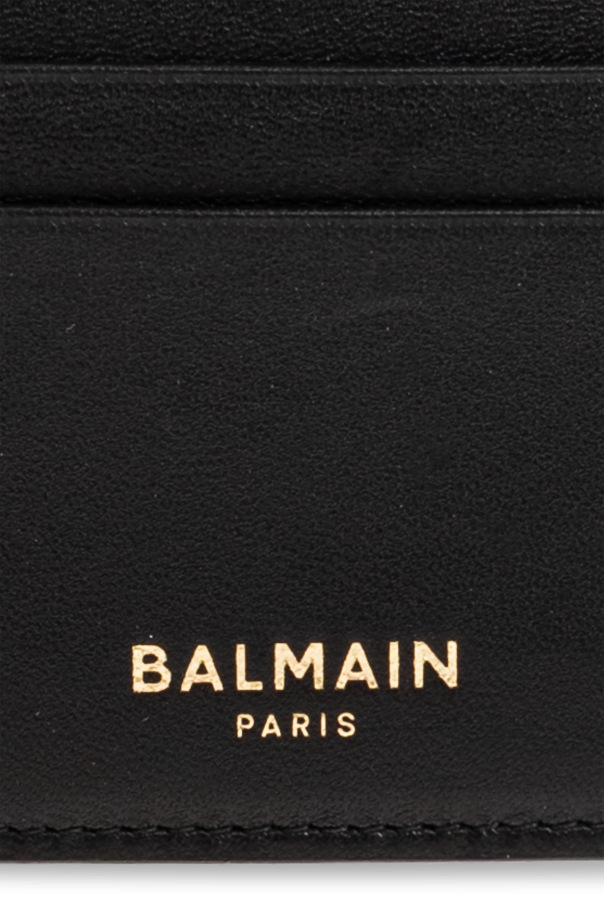 Balmain Estuche de cuero para tarjetas con cadena