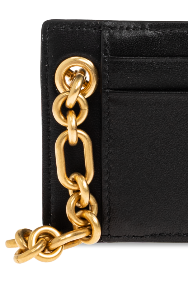 Balmain Estuche de cuero para tarjetas con cadena