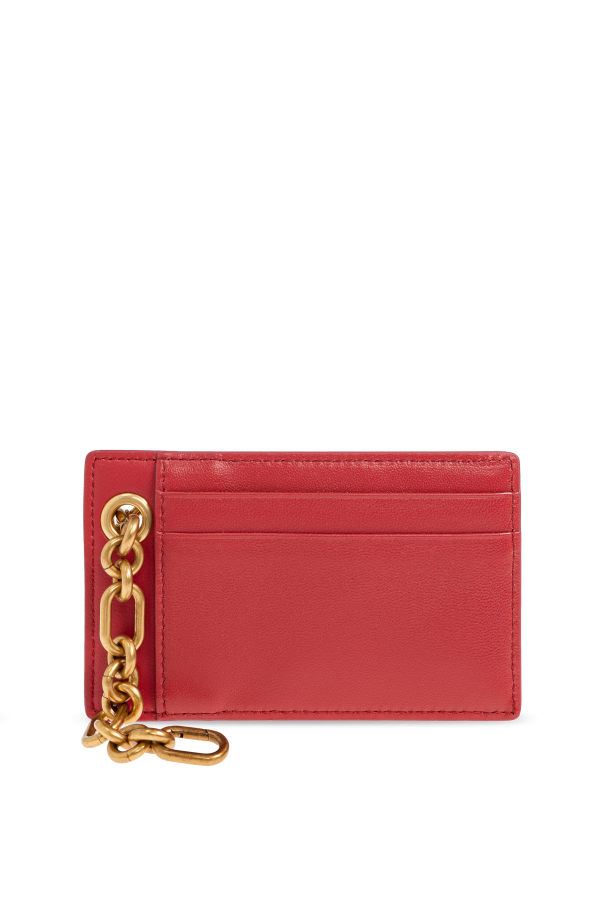 Balmain Estuche de cuero para tarjetas con cadena