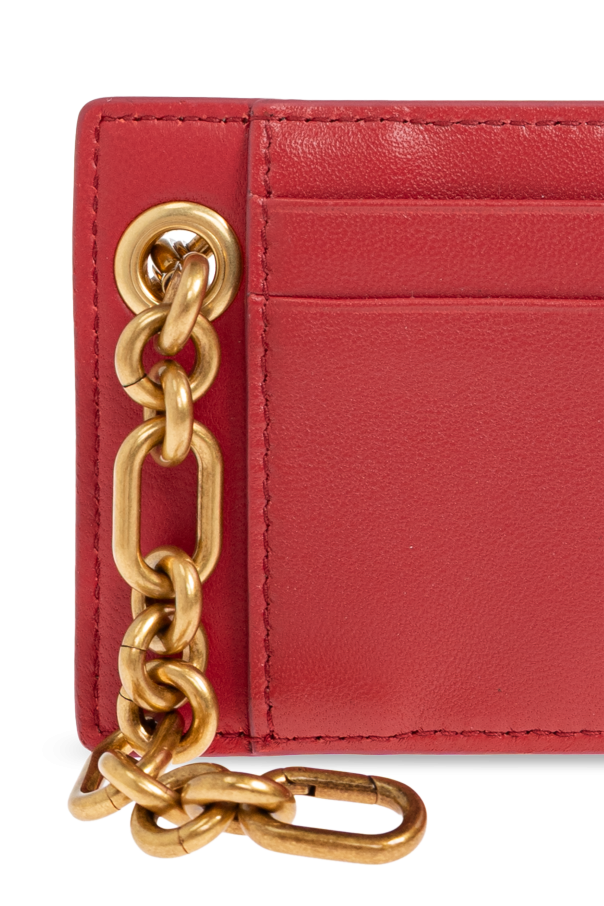 Balmain Estuche de cuero para tarjetas con cadena