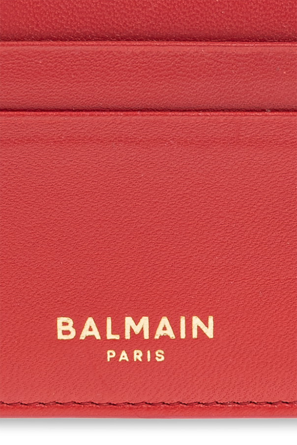 Balmain Estuche de cuero para tarjetas con cadena
