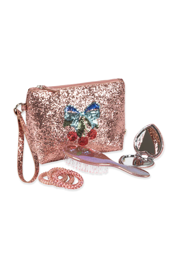 Set: cosmetic bag, mirror, comb and hair ties od Konges Sløjd