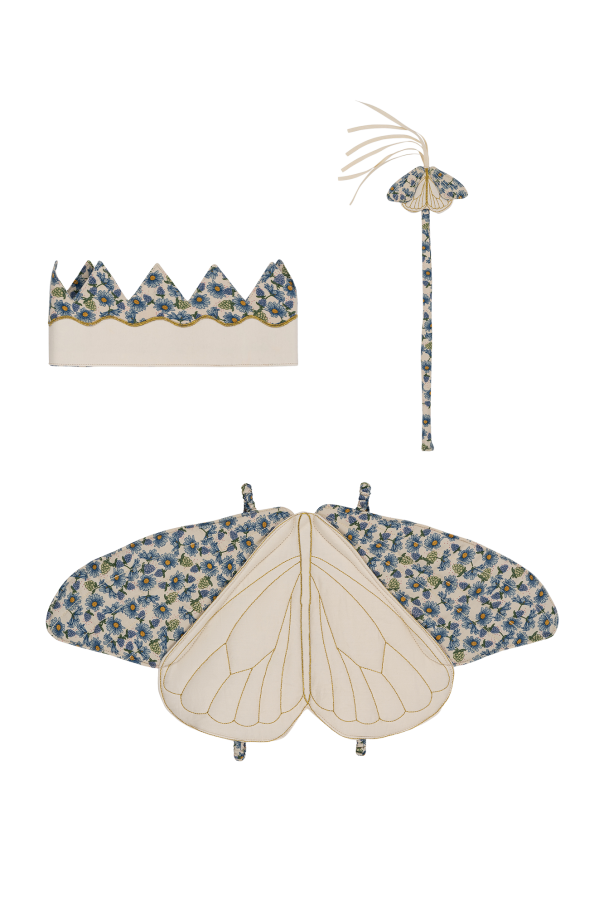 Konges Sløjd ‘Butterfly Marguerit Blue’ crown, wand & butterfly wings