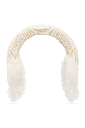 Wool ear warmers with logo patch