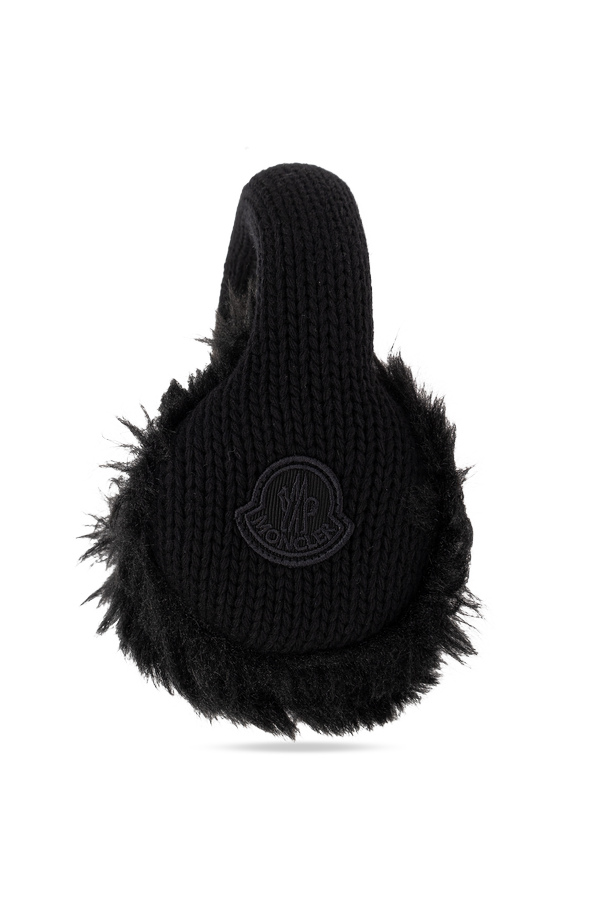 Moncler Wool earmuffs with a logo patch