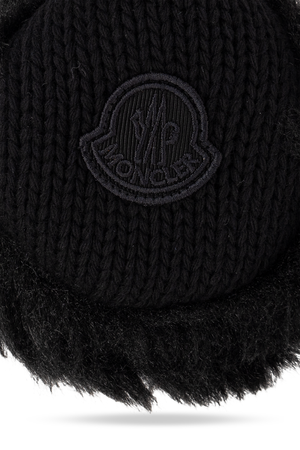 Moncler Wool earmuffs with a logo patch
