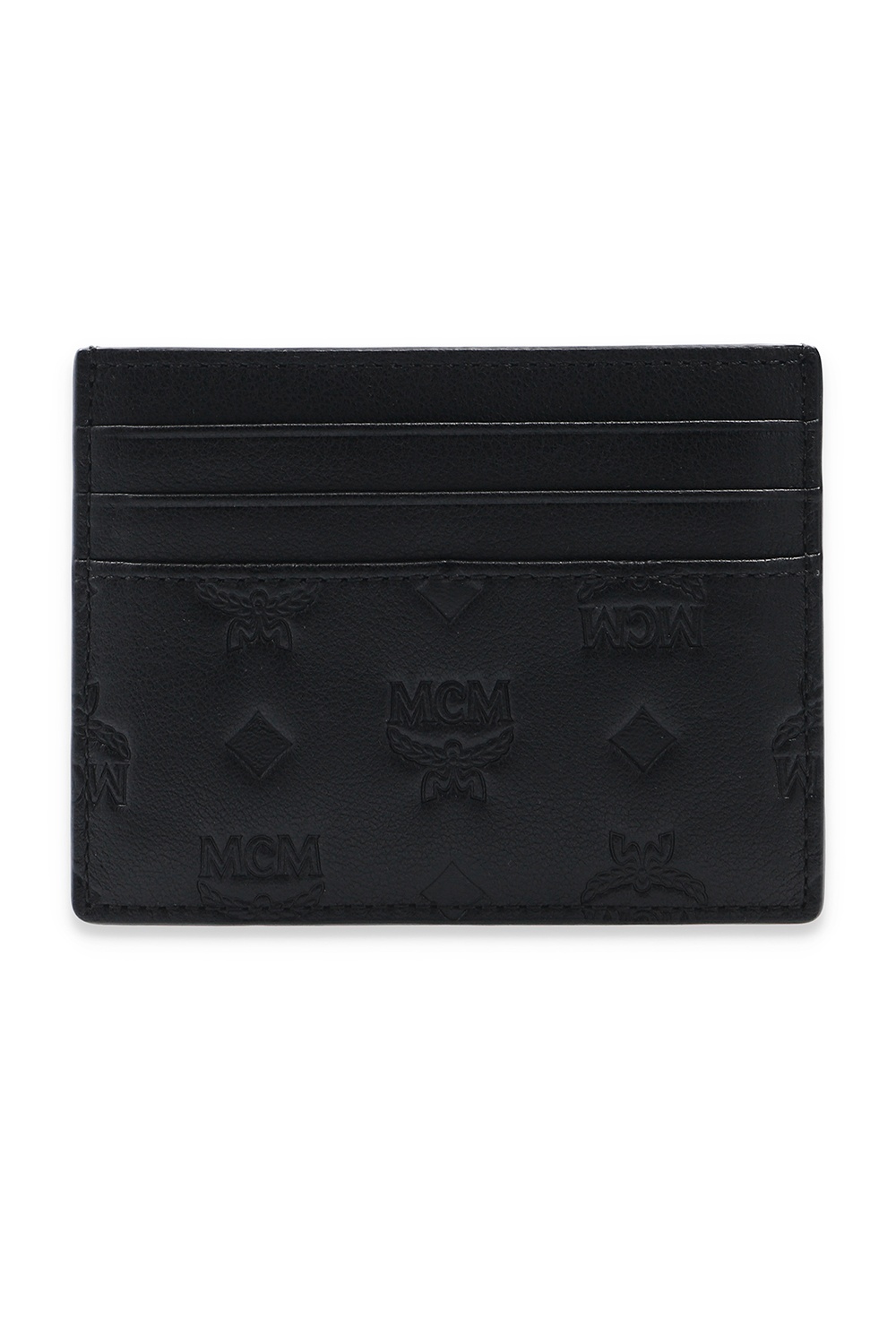 MCM Monogrammed Leather Money Clip Card Case Wallet