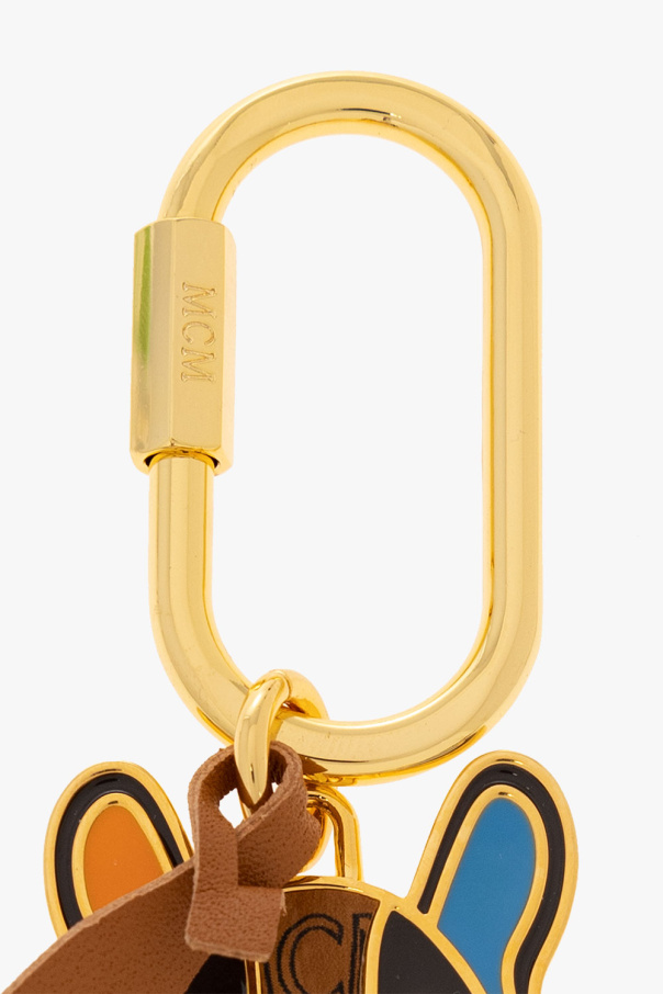 MCM GOLD Key ring with dog pendant