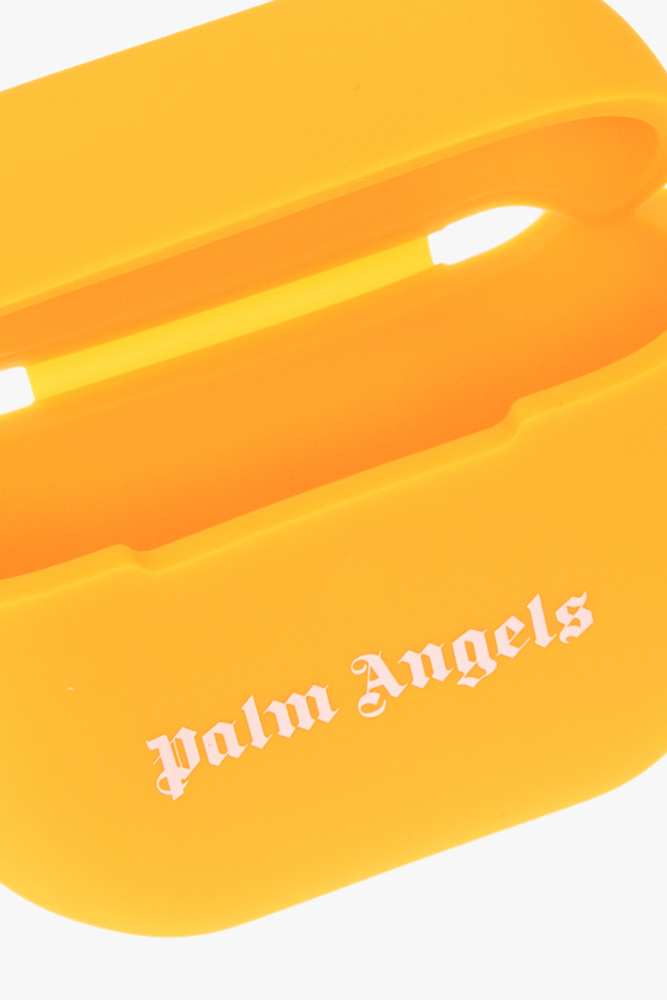 Palm Angels Orange AirPods 3 case with a logo print and keyring from