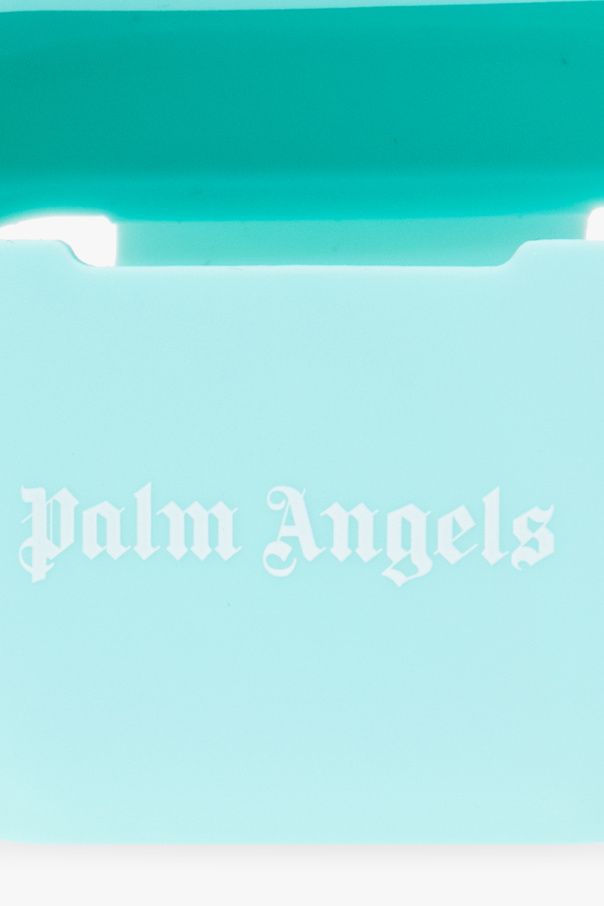 Palm Angels Blue AirPods 3 case with a logo print and keyring from