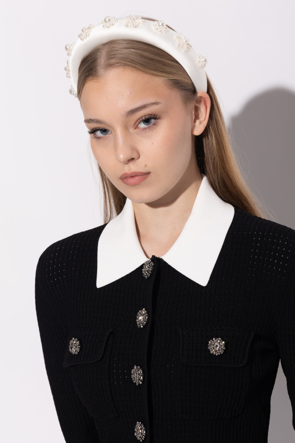 Self-Portrait Kids Satin headband with appliqués