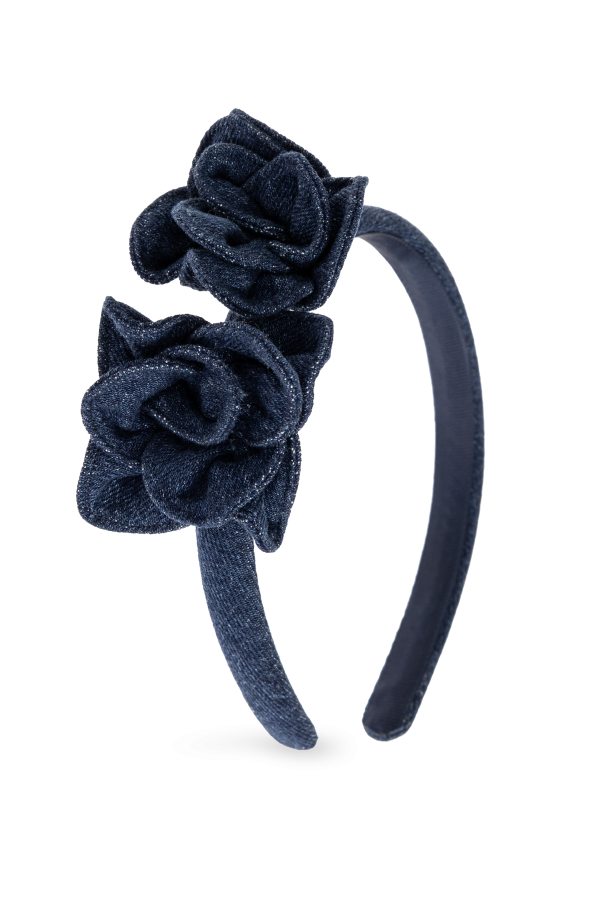 Self-Portrait Kids Denim headband with appliqués
