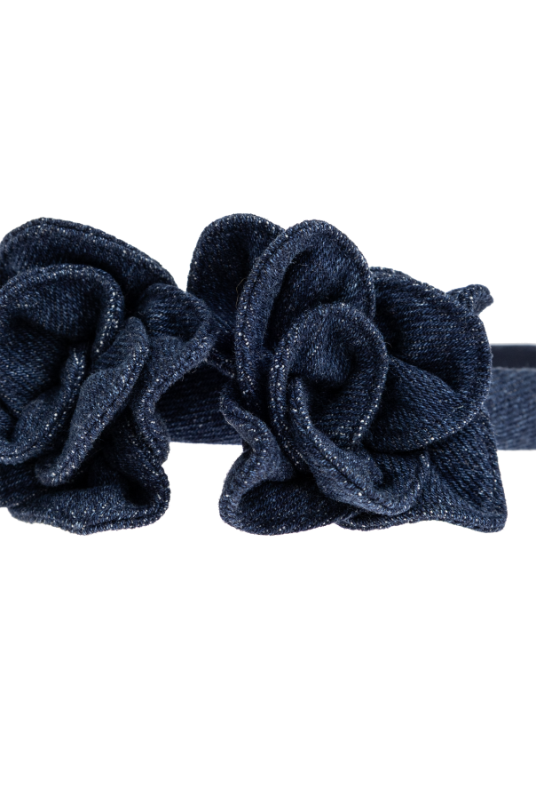 Self-Portrait Kids Denim headband with appliqués