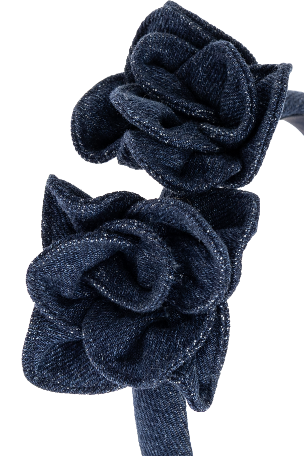 Self-Portrait Kids Denim headband with appliqués
